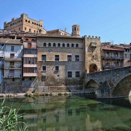 View of a village on the river